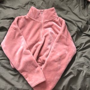 Pink fluffy cropped sweater